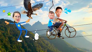 Changcady thử thách chơi các trò mạo hiểm trên đỉnh Ô Quy Hồ, xe đạp trên không, zipline siêu cao