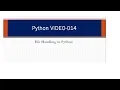 Python Programming 14 File Handling Venky