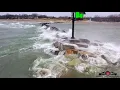New Buffalo Getting Hit with High Winds Big Waves On April 1 2021 Storm 4K Drone Footage