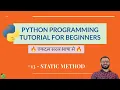 Python for Beginners in Hindi - Static Method