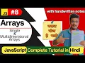 Complete Arrays in javascript Single and Multidimensional Array in Hindi with notes