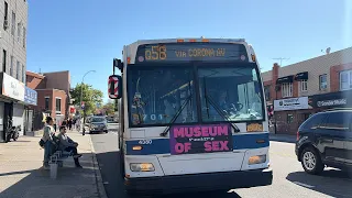MTA NYCT Q98 Bus Action at Grand Street