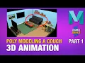 Polygon Modeling a Couch in Autodesk Maya 2022 Using a simple 3D Cube Beginner Tutorial Part 1