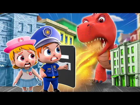 Download MP3 Baby Police vs Giant T-Rex 👮 | Saving Little Baby 👶🏻🍼 |Funny Stories For Kids | Little PIB