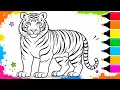 Easy Tiger Drawing Coloring for Kids Simple Tiger Art Tutorial