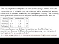 Solving Applications Problems using Inverse Matrices and the Desmos Matrix Calculator