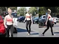 Elle Fanning in Tights and Sports Bra Out in Studio City