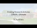Finding Research Articles Using CINAHL Ultimate