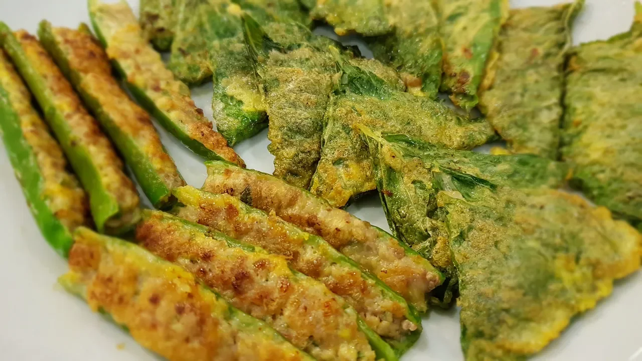 고추전과 깻잎전