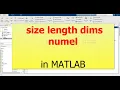 Size length dims numel in MATLAB