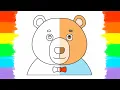 How to Draw and Color Cute Bear Coloring Page
