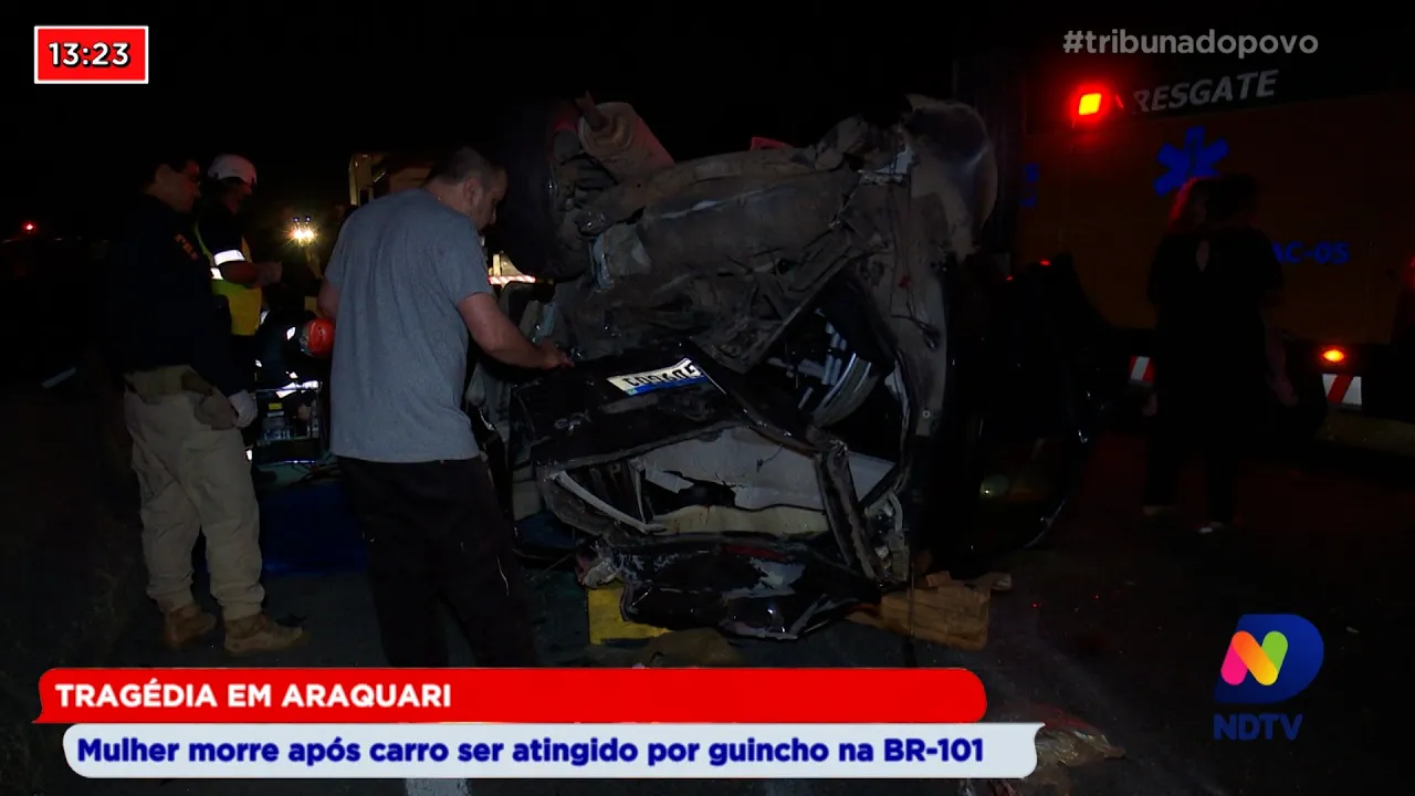 Tragédia em Araquari: Mulher morre após carro ser atingido por guincho na BR-101