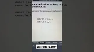 How to Destructure an Array in Javascript Javascript Interview Question in Telugu