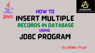 Program to Insert multiple records into database using JDBC lec 6 Advanced Java BhanuPriya