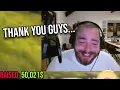 Post Malone gets Emotional after hitting Charity Goal