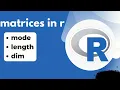 Matrices in R Programming Matrix attributes The mode of a matrix dimensions of a matrix in R