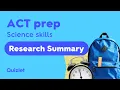 ACT Science Research Summary Passages Strategy Fast and Easy