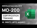 How to use RIGHT MID LEFT functions in Excel MO-200 MOS Excel Associate 2019