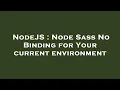NodeJS Node Sass No Binding for Your current environment