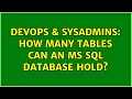 DevOps SysAdmins How many tables can an MS SQL database hold 3 Solutions