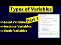 Types of Variables in Java Part 1 Local Variables Instance Variables Static Variables in Java