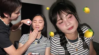 Giving my sister her yearly makeover looool 🍋