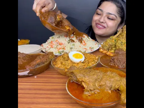 ASMR: EATING SPICY MUTTON CURRY🔥 BASMATI RICE || #shorts #mukbangn#asmreating #mukbangasmr #asmr