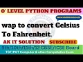 Program Convert Celsius to Fahrenheit in Python Convert Celsius To Fahrenheit python program