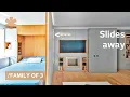 Manhattan telescopic apartment grows with sliding walls hidden bedroom