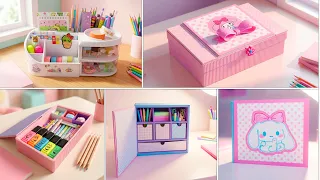 3 Easy DIY Pink Organizers for Stationery 💖 Make These Cute Cardboard Ideas Right Now!