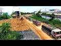Download Lagu Many People Are Happy Getting New Road USE DOZER Leveling, Cutting Slope, HYUNDAI Truck Unloading
