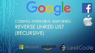 Coding Interview Tutorial 13 Reverse Linked List Recursive LeetCode
