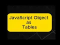 JavaScript Objects as tables JS console logging