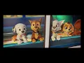 The pups dancing and eating if you have a better name for this please tell me in the comments