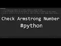 Armstrong Number Python