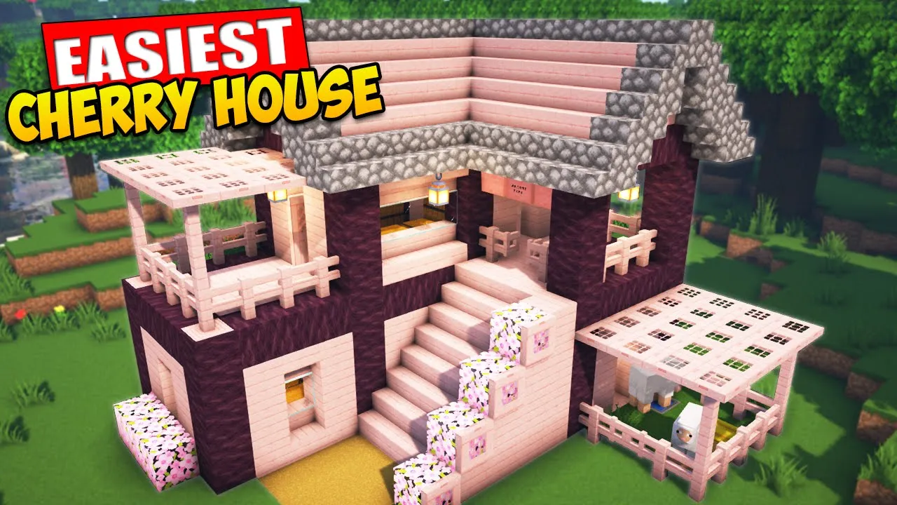 Minecraft: Easy Cherry Blossom House Tutorial ⚒️