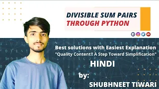 Divisible Sum Pairs Python Programming HackerRank Shubhneet Tiwari