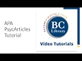 APA PsycArticles Tutorial