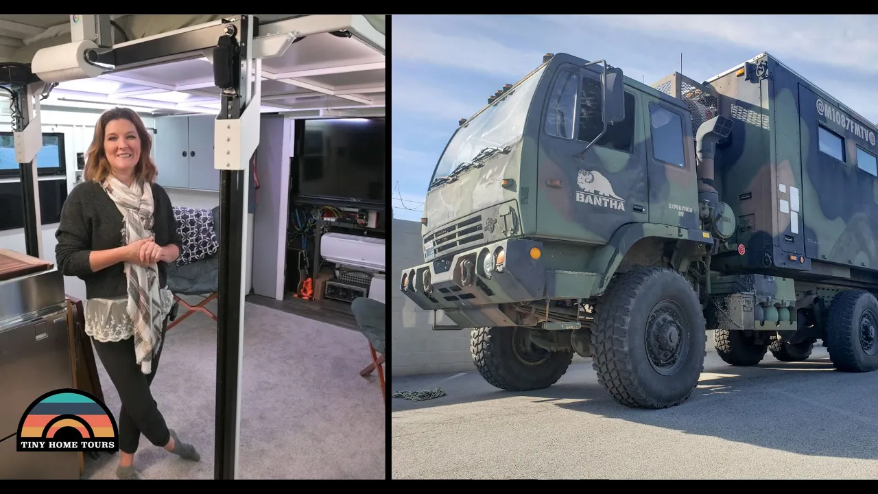 6x6 Military Vehicle Tiny House With Slide Outs + Elevator Bed
