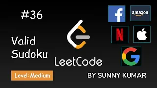 Valid Sudoku HashSet Matrix 36 LeetCode Day 20