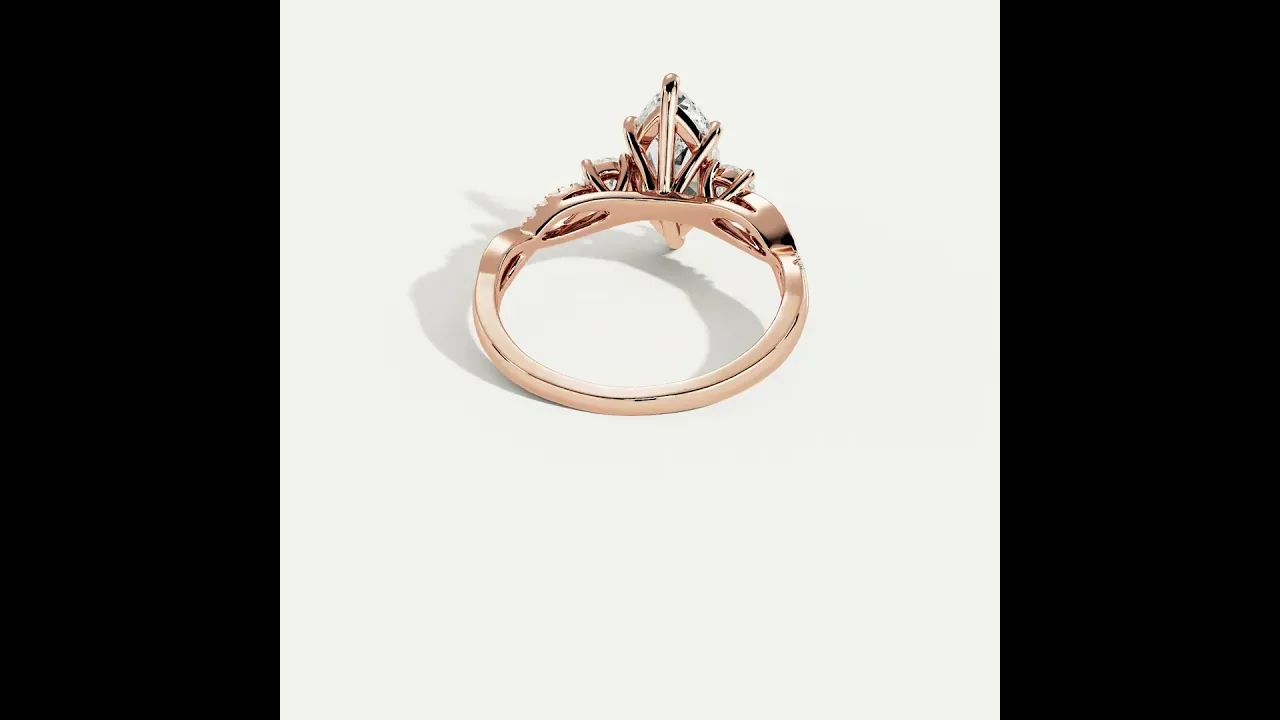 Aurora丨Marquise Lab-Grown Diamond Twisted Engagement Ring with Side Accents