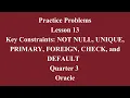 Key Constraints NOT NULL UNIQUE PRIMARY FOREIGN CHECK and DEFAULT Q3 Oracle L13 P1 SMILE ROAD