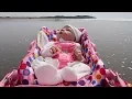 Reborn Baby Doll Goes to the Beach in Joovy Stroller and Car Seat