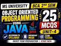 Object Oriented Programming using JAVA 25 MCQs Package Exception