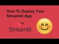 How to deploy a Streamlit app