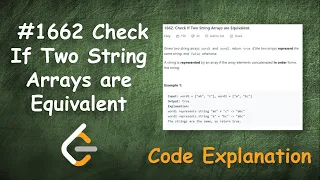 Check If Two String Arrays are Equivalent Live Coding with Explanation Leetcode