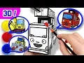 How to draw fire truck l Glitter Toy shapes coloring l Tayo Paper Craft l Tayo the Little Bus