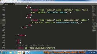 9 JAVASCRIPT CSS HTML TUTORIAL - How To Delete Selected Table Row