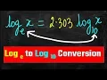 log base Conversion loge to log10 conversion log base change natural log to common log JEE NEET