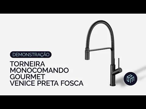 Torneira Monocomando Gourmet de Cozinha (Venice Preta Fosca